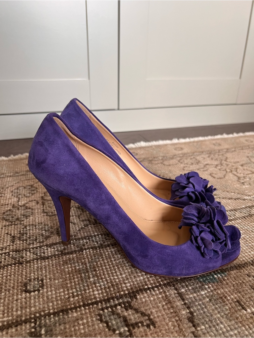 J. Crew Purple Suede Floral Toe Pumps Made in Italy 8